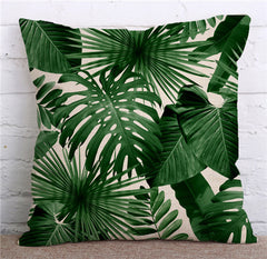 Tropical Plants Green Leaves Pillow Case