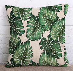 Tropical Plants Green Leaves Pillow Case