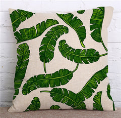 Tropical Plants Green Leaves Pillow Case