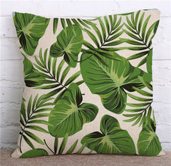 Tropical Plants Green Leaves Pillow Case