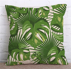 Tropical Plants Green Leaves Pillow Case