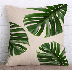 Tropical Plants Green Leaves Pillow Case