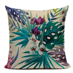 Colorful birds and jungle cushion cover