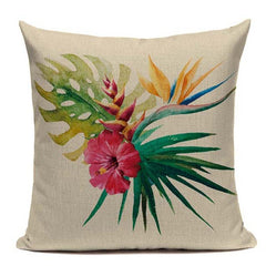 Colorful birds and jungle cushion cover