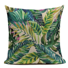 Colorful birds and jungle cushion cover