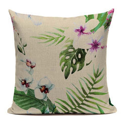 Colorful birds and jungle cushion cover