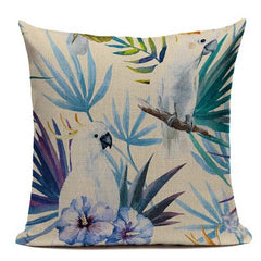 Colorful birds and jungle cushion cover