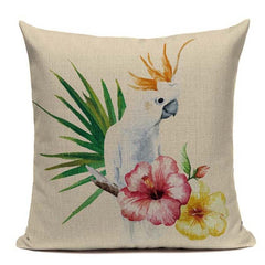 Colorful birds and jungle cushion cover