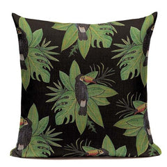 Colorful birds and jungle cushion cover