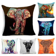 India elephant King style Cushion Cover Majestic symbol Pillow case Invisible Zipper Square Polyester Pillow Cover Cojines