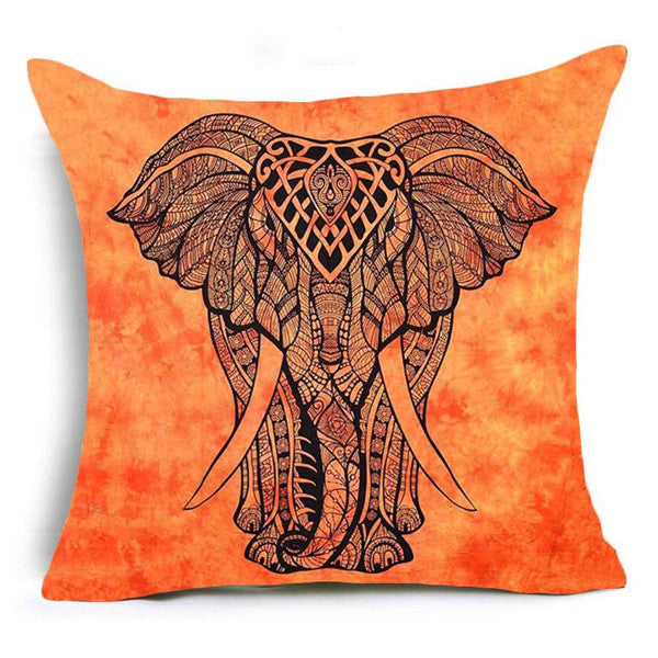 India elephant King style Cushion Cover Majestic symbol Pillow case Invisible Zipper Square Polyester Pillow Cover Cojines