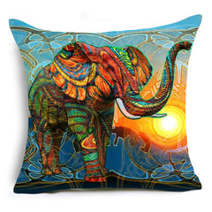 India elephant King style Cushion Cover Majestic symbol Pillow case Invisible Zipper Square Polyester Pillow Cover Cojines