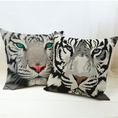 King Of The Forest Tiger Cotton Linen Cushion Cover Pillow Cover Chair Seat Waist Square Decorative Pillowcase Home Living