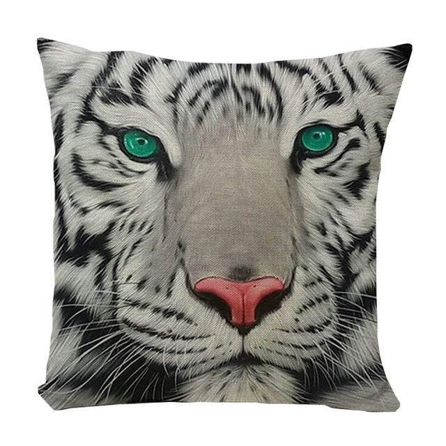 King Of The Forest Tiger Cotton Linen Cushion Cover Pillow Cover Chair Seat Waist Square Decorative Pillowcase Home Living