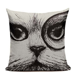 New Nordic decoration Design Linen Pillow Cover Black White Hand painting  Cat Eyes Cushion Cover Home Couple Cute Pillow Case