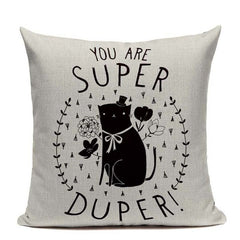 New Nordic decoration Design Linen Pillow Cover Black White Hand painting  Cat Eyes Cushion Cover Home Couple Cute Pillow Case