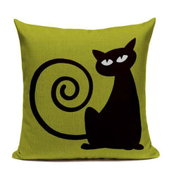 New Nordic decoration Design Linen Pillow Cover Black White Hand painting  Cat Eyes Cushion Cover Home Couple Cute Pillow Case