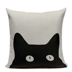New Nordic decoration Design Linen Pillow Cover Black White Hand painting  Cat Eyes Cushion Cover Home Couple Cute Pillow Case