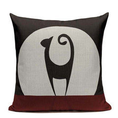 New Nordic decoration Design Linen Pillow Cover Black White Hand painting  Cat Eyes Cushion Cover Home Couple Cute Pillow Case