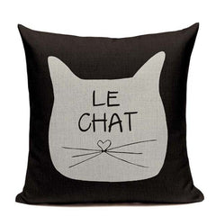 New Nordic decoration Design Linen Pillow Cover Black White Hand painting  Cat Eyes Cushion Cover Home Couple Cute Pillow Case