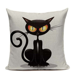 New Nordic decoration Design Linen Pillow Cover Black White Hand painting  Cat Eyes Cushion Cover Home Couple Cute Pillow Case