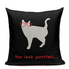 New Nordic decoration Design Linen Pillow Cover Black White Hand painting  Cat Eyes Cushion Cover Home Couple Cute Pillow Case