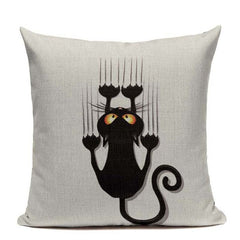 New Nordic decoration Design Linen Pillow Cover Black White Hand painting  Cat Eyes Cushion Cover Home Couple Cute Pillow Case
