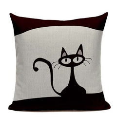 New Nordic decoration Design Linen Pillow Cover Black White Hand painting  Cat Eyes Cushion Cover Home Couple Cute Pillow Case
