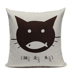New Nordic decoration Design Linen Pillow Cover Black White Hand painting  Cat Eyes Cushion Cover Home Couple Cute Pillow Case