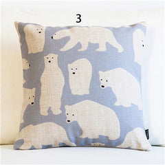 New Linen Pillow Cover Geometric Abstract Navy Blue Kite Fish Cushion Cover Bear Home Decorative Pillow Case
