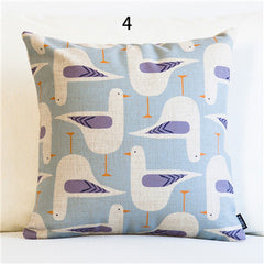 New Linen Pillow Cover Geometric Abstract Navy Blue Kite Fish Cushion Cover Bear Home Decorative Pillow Case