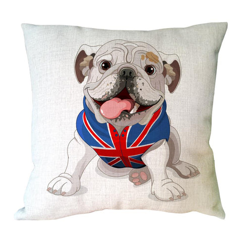 pitbull dog wear England flag printed customized cushion cover vintage decoration for home cotton linen animal throw pillow case