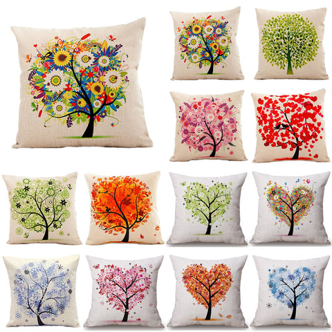 Tree of Life Cotton Linen Colorful Cushion Covers Modern Warmth Home Decorative Art Throw Pillow Case on Couch Housse Coussion