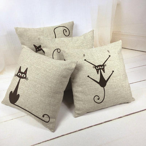 Universal Fashion Popular Vintage Black Cat Square Pillowcase Cotton Linen Throw Pillow Case Sofa Cushion Cover Home Car Decor