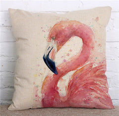 Flamingo cotton linen cushion cover