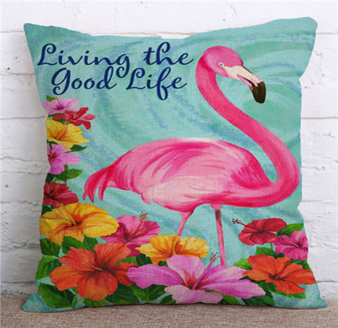 Flamingo cotton linen cushion cover