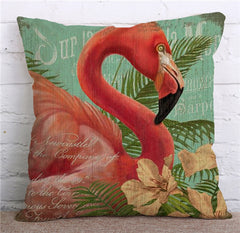 Flamingo cotton linen cushion cover