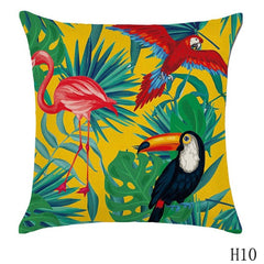 Rainforest Leaves Africa Linen Tropical Plants Hibiscus Flower Throw Pillow Case Chair Sofa Cushion Cover