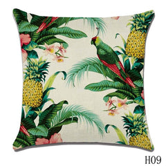 Rainforest Leaves Africa Linen Tropical Plants Hibiscus Flower Throw Pillow Case Chair Sofa Cushion Cover