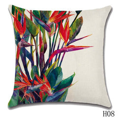 Rainforest Leaves Africa Linen Tropical Plants Hibiscus Flower Throw Pillow Case Chair Sofa Cushion Cover