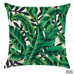 Rainforest Leaves Africa Linen Tropical Plants Hibiscus Flower Throw Pillow Case Chair Sofa Cushion Cover