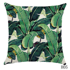 Rainforest Leaves Africa Linen Tropical Plants Hibiscus Flower Throw Pillow Case Chair Sofa Cushion Cover