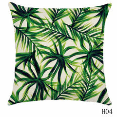 Rainforest Leaves Africa Linen Tropical Plants Hibiscus Flower Throw Pillow Case Chair Sofa Cushion Cover