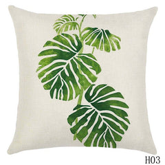 Rainforest Leaves Africa Linen Tropical Plants Hibiscus Flower Throw Pillow Case Chair Sofa Cushion Cover