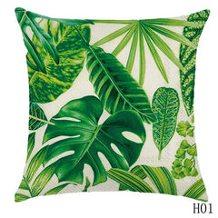 Rainforest Leaves Africa Linen Tropical Plants Hibiscus Flower Throw Pillow Case Chair Sofa Cushion Cover