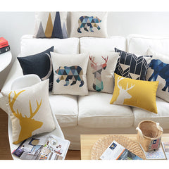 Nordic Cushion Cover Animal Geometric Throw Pillows Case Bear deer Cushion Cover Home Decor Blue Yellow Chair Pillowcase 45x45cm