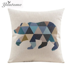 Nordic Cushion Cover Animal Geometric Throw Pillows Case Bear deer Cushion Cover Home Decor Blue Yellow Chair Pillowcase 45x45cm