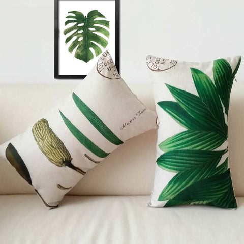 Pillow Case Home Nordic American Linen Pillowcases Watercolor Plant Grass Pillow Car 30*50 Decorative Cushion Cover Office Sofa
