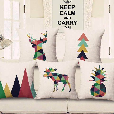 Geometric animals cushion cover