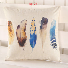Colorful feathers cushion cover